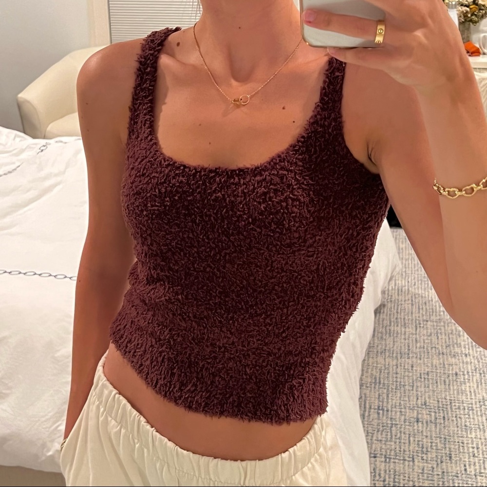 Skims Cozy Knit Tank in Brown (size XXS/XS)